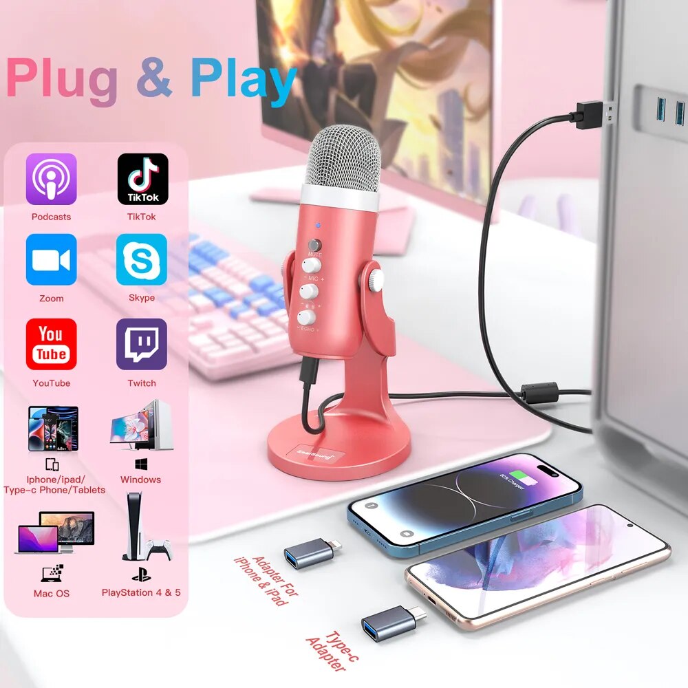 Haomuren USB конденсаторный ми – обзор и цена Pc Gaming Pink
